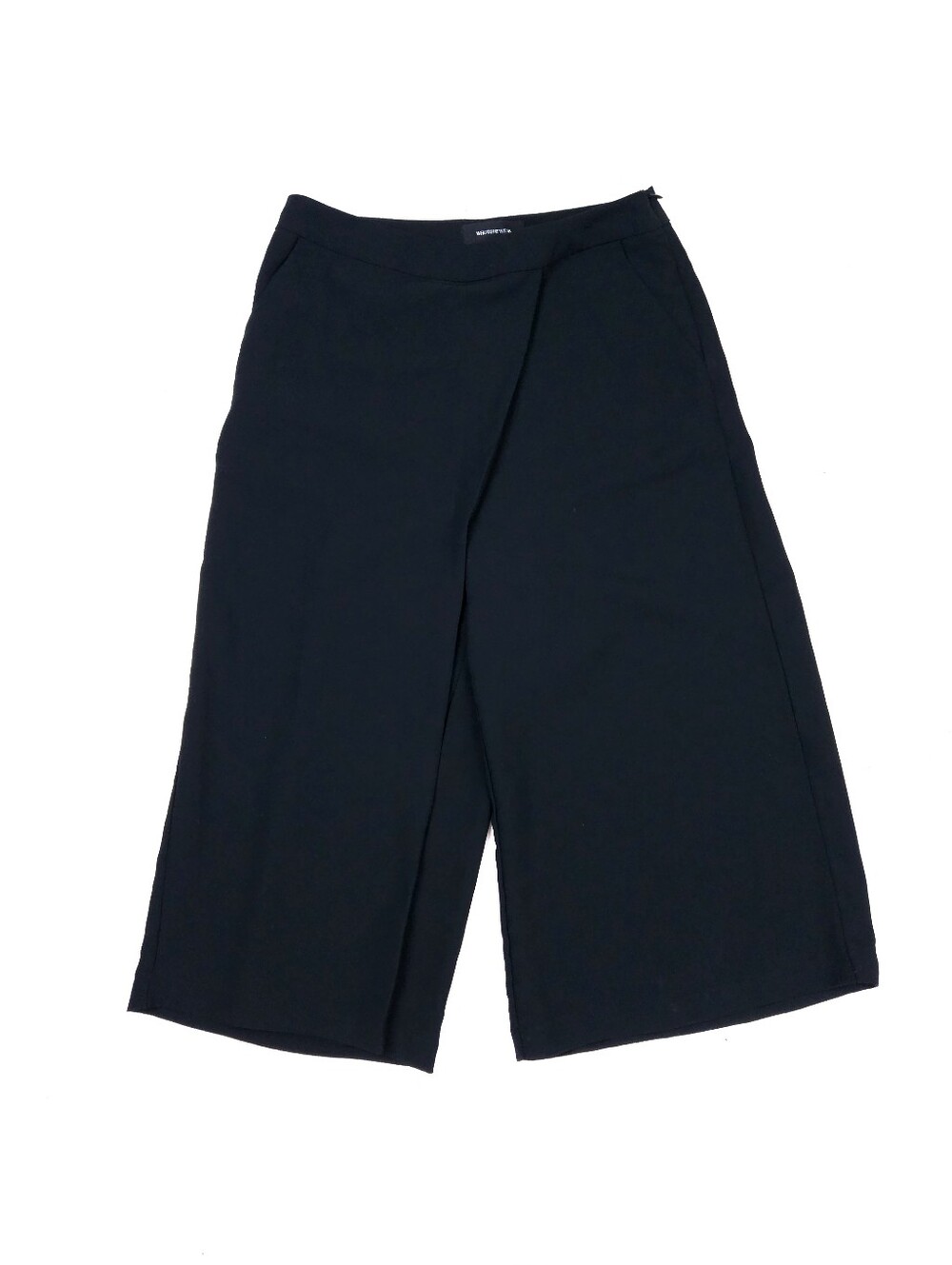 Who What Wear NWT Black Cropped Asymmetrical Wrap Trousers Pants Small